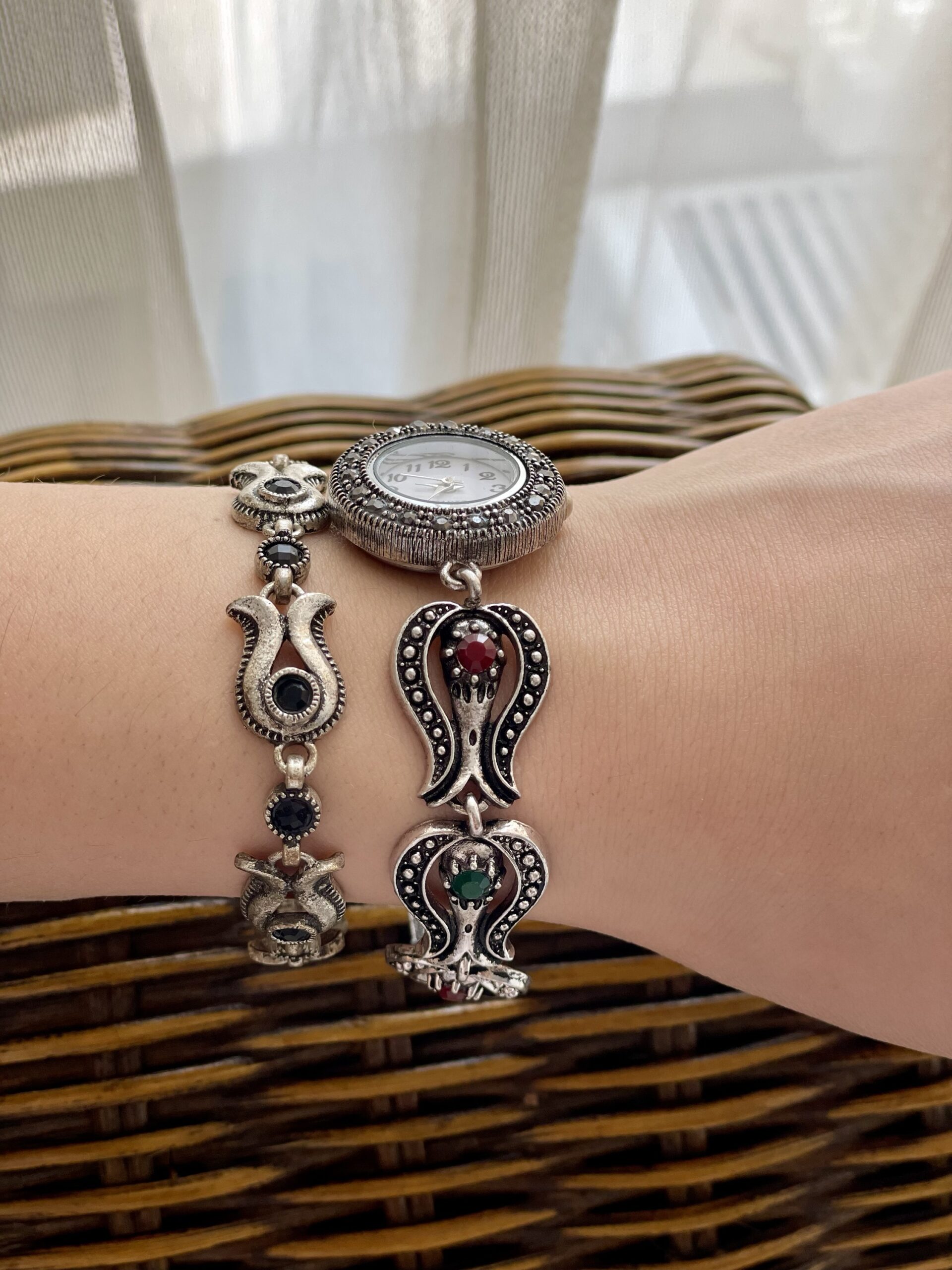 Lale taşlı vintage saat - Görsel 2