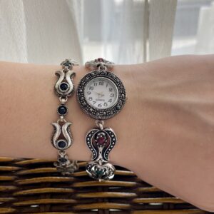 Lale taşlı vintage saat - Görsel 3