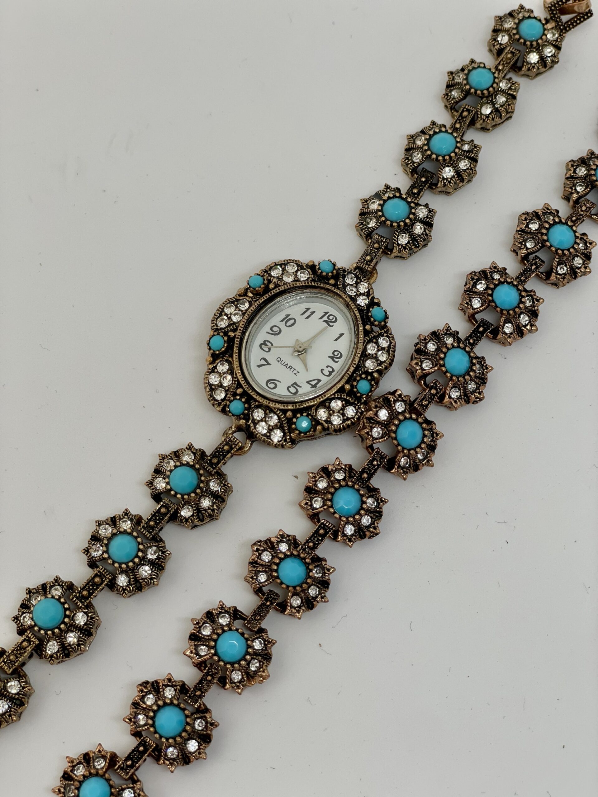 Mavi taşlı vintage saat - Görsel 1