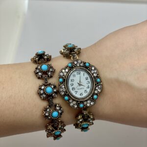 Mavi taşlı vintage saat - Görsel 2